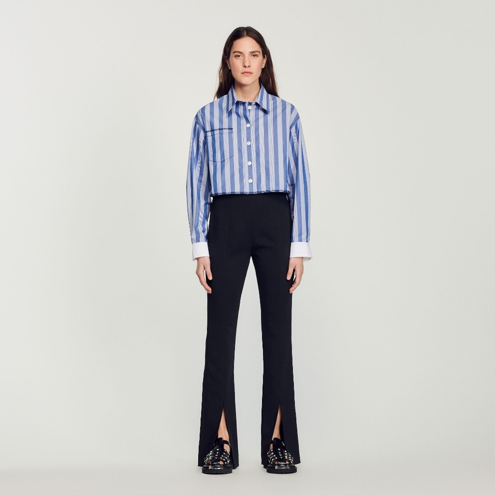NWOT SANDRO HAVRE HIGH WAIST SPLIT HEM FLARE PANTS - Picture 4 of 12